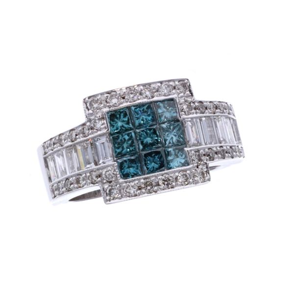 14KT White Gold 1.91ctw Enhanced Blue and White Diamond Estate Ring Harmony Jewellers Grimsby, ON