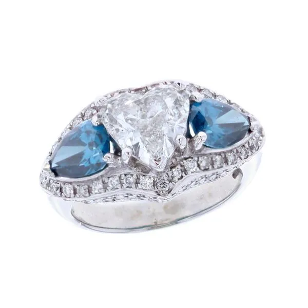 18KT White Gold 5.03ctw Blue and White Diamond Estate Ring Harmony Jewellers Grimsby, ON