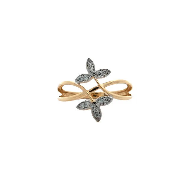 10KT Yellow and White Gold Multi Diamond Leaf Ring Harmony Jewellers Grimsby, ON