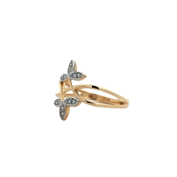10KT Yellow and White Gold Multi Diamond Leaf Ring Image 2 Harmony Jewellers Grimsby, ON