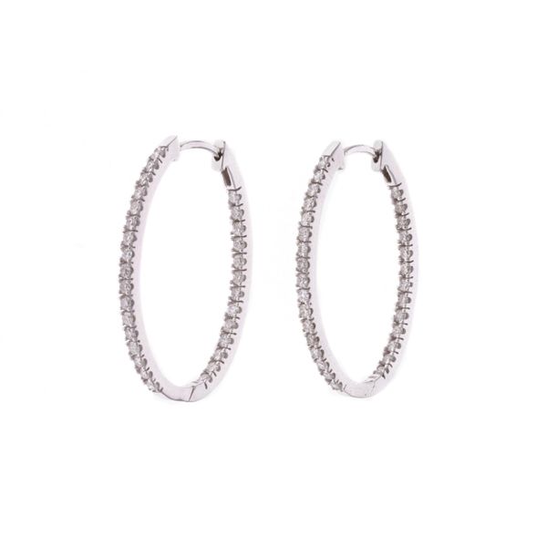10KT White Gold Diamond Hoop Earrings Harmony Jewellers Grimsby, ON
