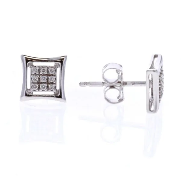 10KT White Gold 0.05ctw Diamond Icicles Pave Square Stud Earrings Harmony Jewellers Grimsby, ON