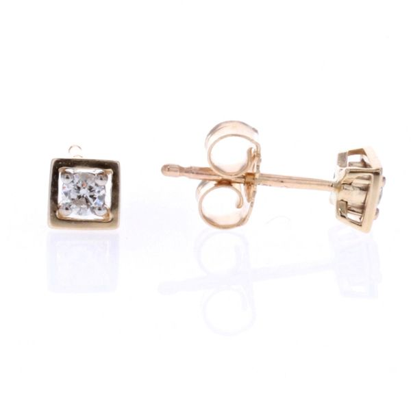 10KT Yellow Gold 0.10ctw Diamond Icicles Small Square Stud Earrings Harmony Jewellers Grimsby, ON