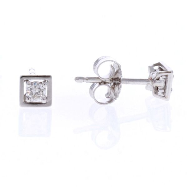 10KT White Gold 0.10ctw Diamond Icicles Small Square Stud Earrings Harmony Jewellers Grimsby, ON