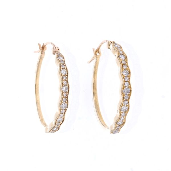 10KT Yellow Gold Diamond Hoop Earrings Harmony Jewellers Grimsby, ON