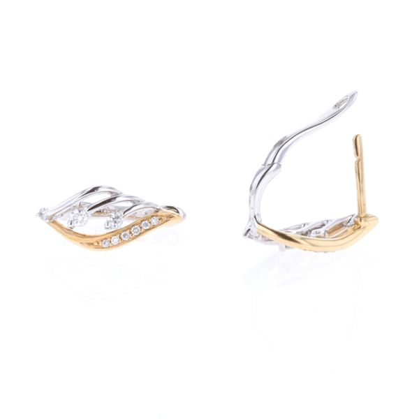 18KT Two-Tone 0.15ctw Diamond Drop Earrings Harmony Jewellers Grimsby, ON