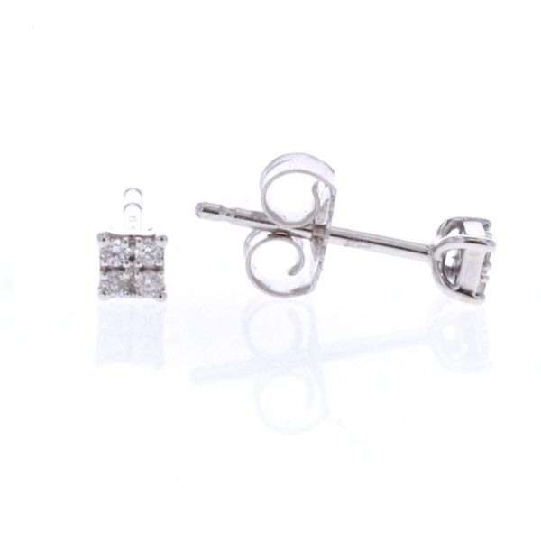 10KT White Gold 0.05ctw Diamond Icicles Mirage Princess Illusion Stud Earrings Harmony Jewellers Grimsby, ON
