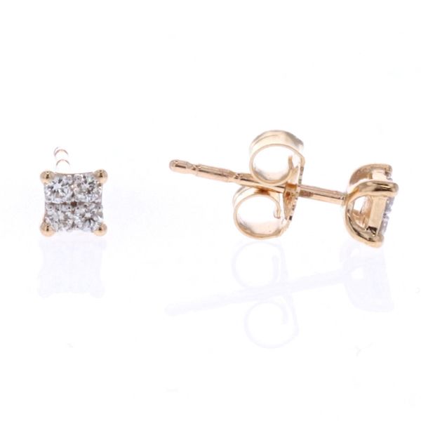 10KT Yellow Gold 0.12ctw Diamond Icicles Mirage Princess Illusion Stud Earrings Harmony Jewellers Grimsby, ON