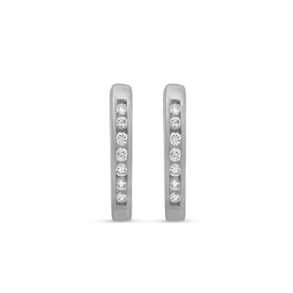 10KT White Gold 0.10ctw Diamond Huggie Earrings Harmony Jewellers Grimsby, ON