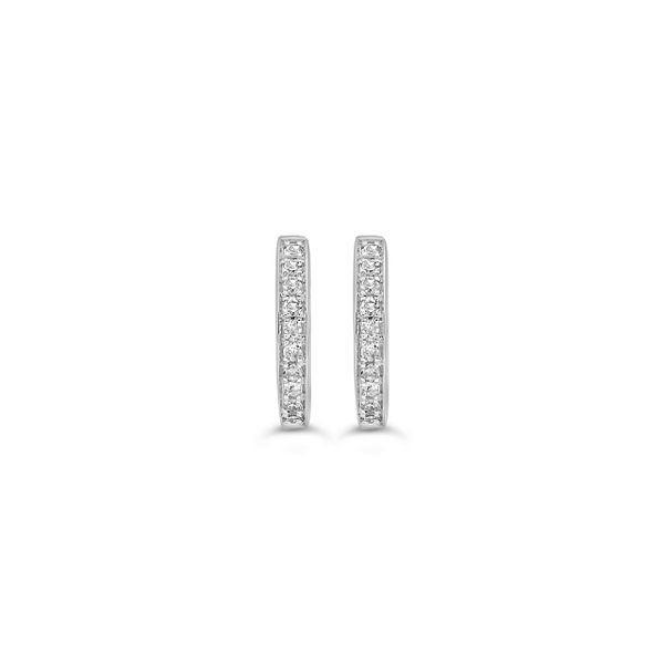 10KT White Gold 0.10ctw Diamond Oval Huggie Earrings Harmony Jewellers Grimsby, ON