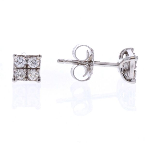 10KT White Gold 0.18ctw Diamond Icicles Mirage Princess Illusion Stud Earrings Harmony Jewellers Grimsby, ON
