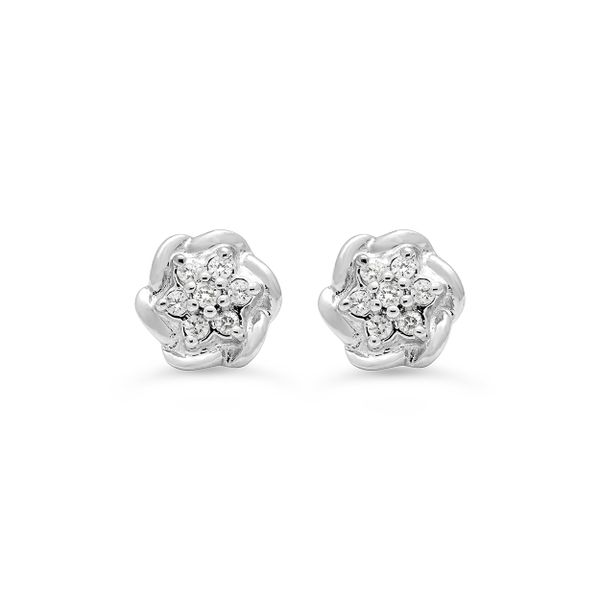 10KT White Gold 0.105ctw Diamond Icicles Flower Stud Earrings Harmony Jewellers Grimsby, ON
