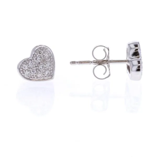10KT White Gold 0.10ctw Diamond Icicles Pave Heart Stud Earrings Harmony Jewellers Grimsby, ON