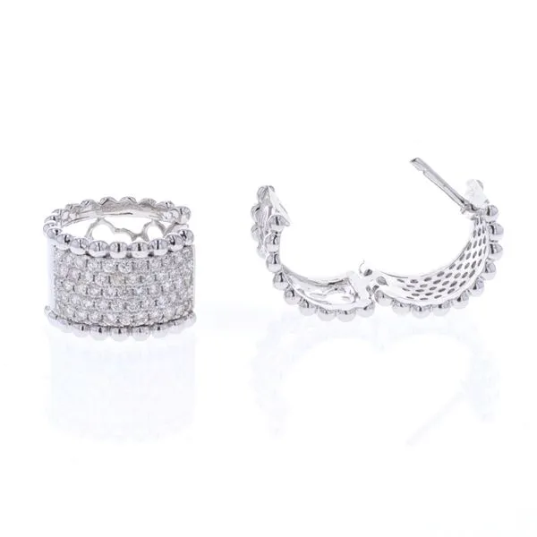 18KT White Gold 1.38ctw Diamond Cluster Estate Huggie Earrings Harmony Jewellers Grimsby, ON