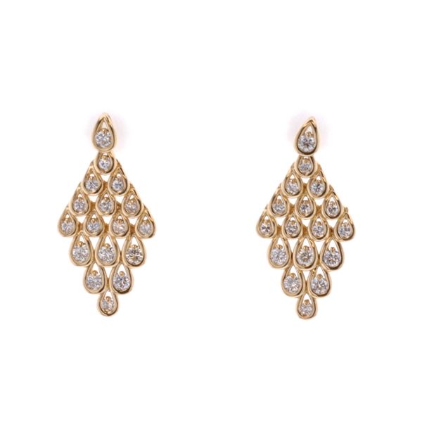 18KT Yellow Gold 1.17ctw Diamond Drop Estate Earrings Harmony Jewellers Grimsby, ON