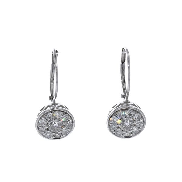 14KT White Gold 0.96ctw Diamond Cluster Drop Estate Earrings Harmony Jewellers Grimsby, ON