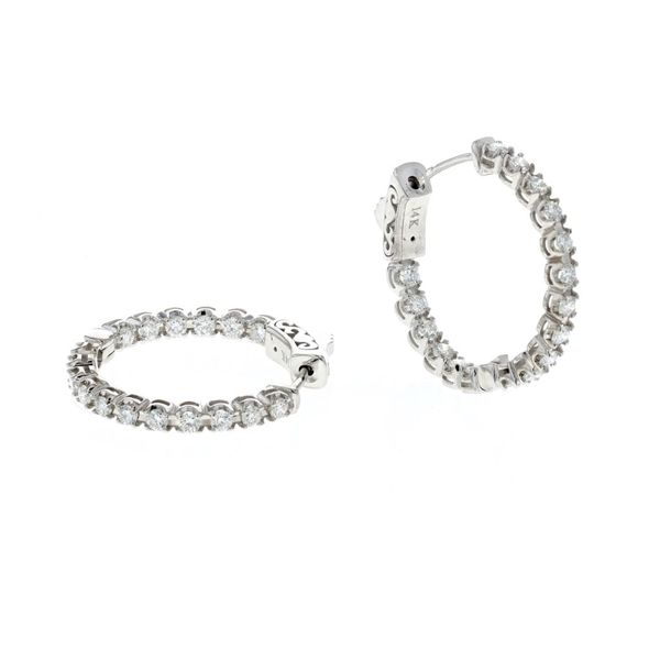 14KT White Gold 1.00ctw Diamond Hoop Estate Earrings Harmony Jewellers Grimsby, ON
