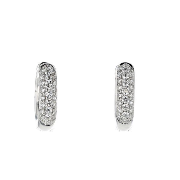 18KT White Gold 0.75ctw Diamond Cluster Estate Huggie Earrings Harmony Jewellers Grimsby, ON