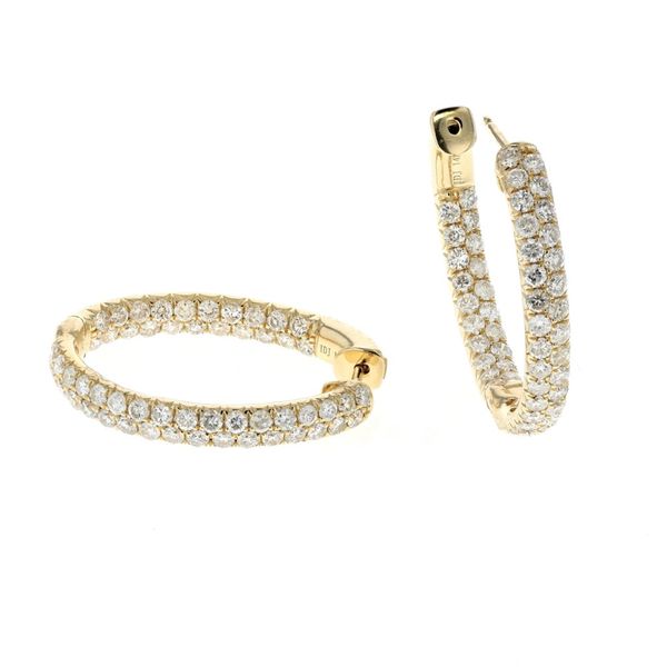 14KT Yellow Gold 3.00ctw Diamond Cluster Estate Hoop Earrings Harmony Jewellers Grimsby, ON