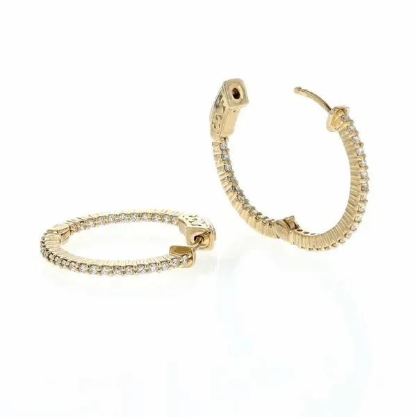 14KT Yellow Gold 1.20ctw Diamond Estate Hoop Earrings Harmony Jewellers Grimsby, ON