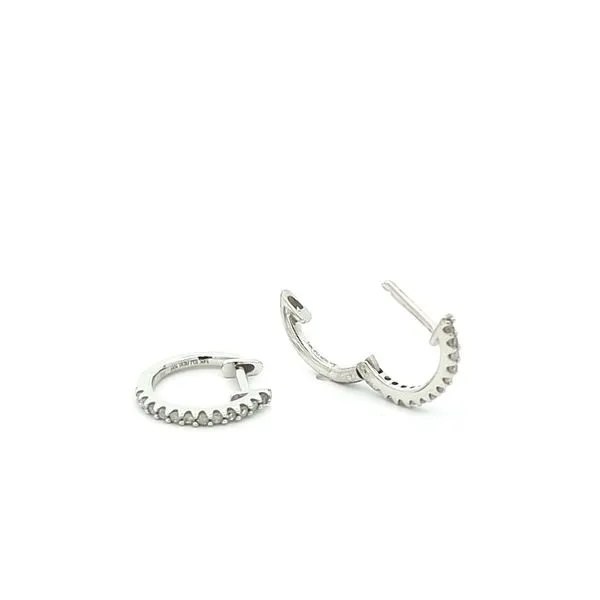 14KT White Gold 0.14ctw Diamond 12mm Estate Huggie Earrings Harmony Jewellers Grimsby, ON