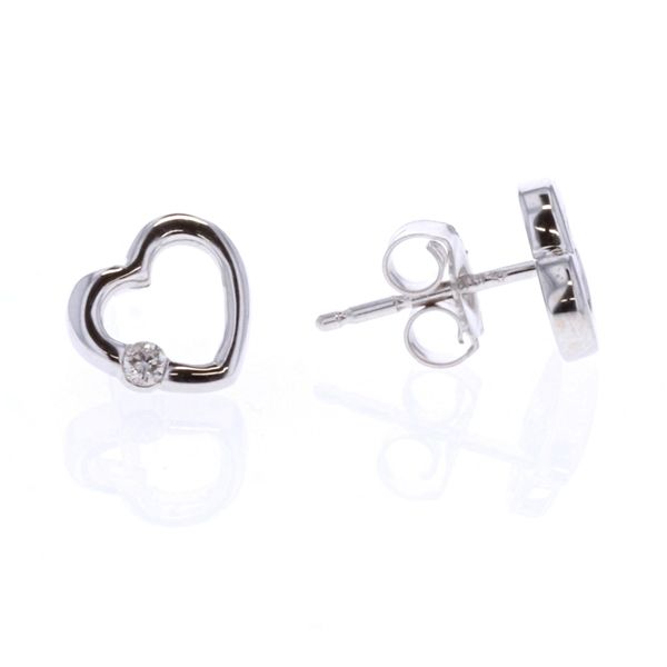 10KT White Gold 0.04ctw Diamond Icicles Open Heart Stud Earrings Harmony Jewellers Grimsby, ON
