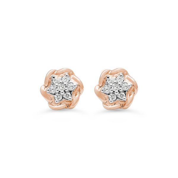 10KT Rose Gold 0.105ctw Diamond Icicles Flower Stud Earrings Harmony Jewellers Grimsby, ON