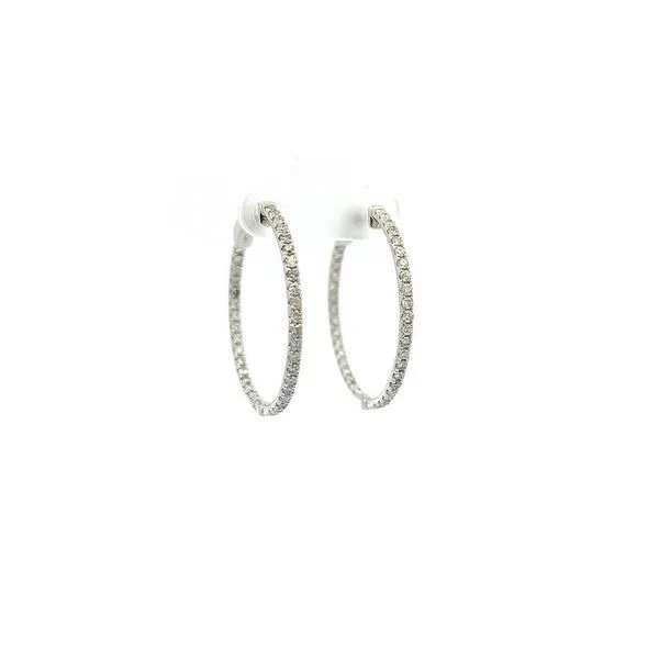 14KT White Gold 1.40ctw Inside Out Diamond Estate Hoop Earrings Harmony Jewellers Grimsby, ON