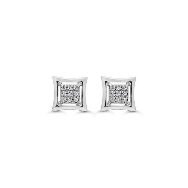 10KT White Gold 0.05ctw Diamond Icicles Pave Square Stud Earrings Harmony Jewellers Grimsby, ON