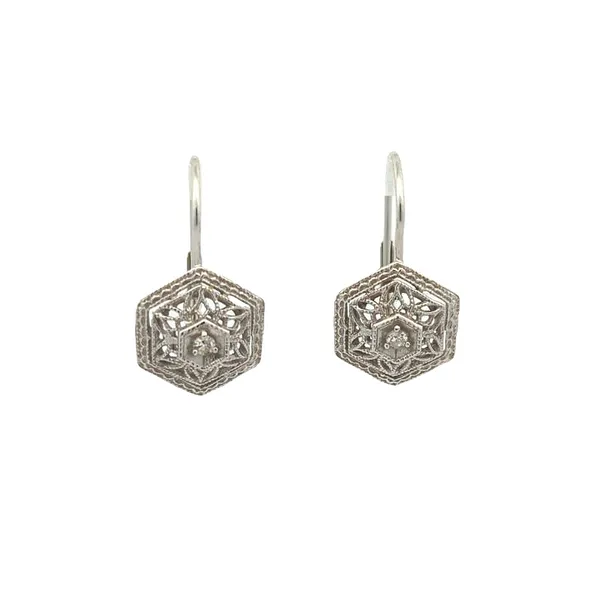 14KT White Gold Vintage Diamond Drop Estate Earrings Harmony Jewellers Grimsby, ON