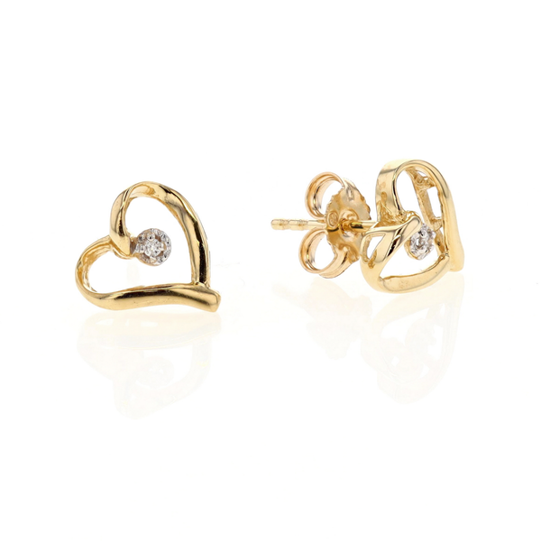 10KT Yellow Gold 0.015ctw Diamond Heart Stud Earrings Harmony Jewellers Grimsby, ON