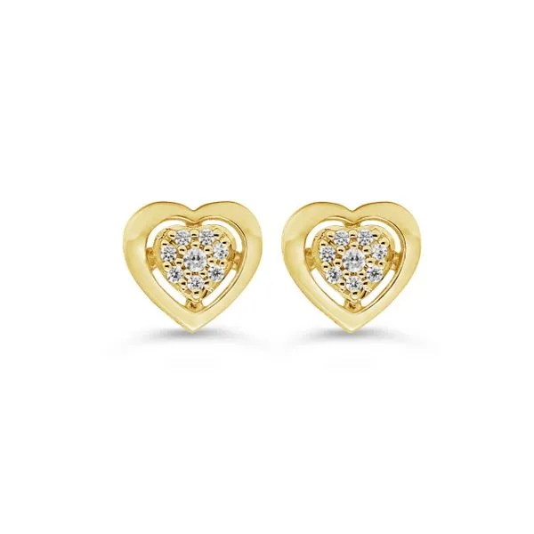 10KT Yellow Gold 0.05ctw Diamond Heart Stud Earrings Harmony Jewellers Grimsby, ON