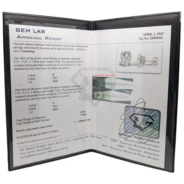 Platinum 6.02ctw Lab Grown Diamond Stud Earrings Image 2 Harmony Jewellers Grimsby, ON