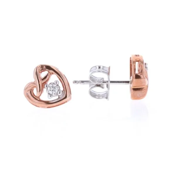 10KT Rose Gold 0.02ctw Diamond Heart Stud Earrings Harmony Jewellers Grimsby, ON