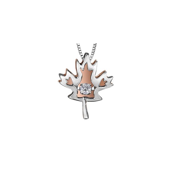 Silver/10KT Maple Leaf 0.03ctw Canadian Diamond Pendant Harmony Jewellers Grimsby, ON