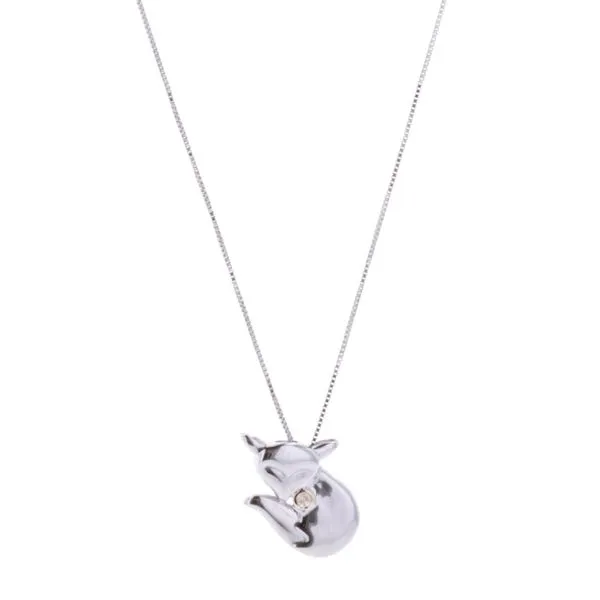Silver/10KT White Gold Fox 0.03ctw Canadian Diamond Pendant Harmony Jewellers Grimsby, ON