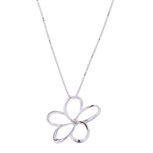 Sterling Silver Flower 0.11ctw Canadian Diamond Necklace Harmony Jewellers Grimsby, ON