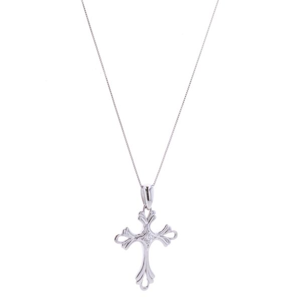 10KT White Gold 0.054 Diamond Cross Necklace Harmony Jewellers Grimsby, ON