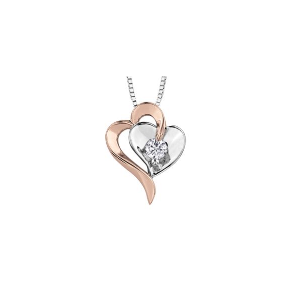 10KT White and Rose Gold Heart With 0.093ctw Canadian Diamond Pendant Harmony Jewellers Grimsby, ON