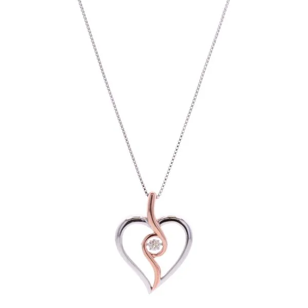 Sterling Silver and 10KT Rose Gold  0.10ctw Canadian Diamond Heart Necklace Harmony Jewellers Grimsby, ON