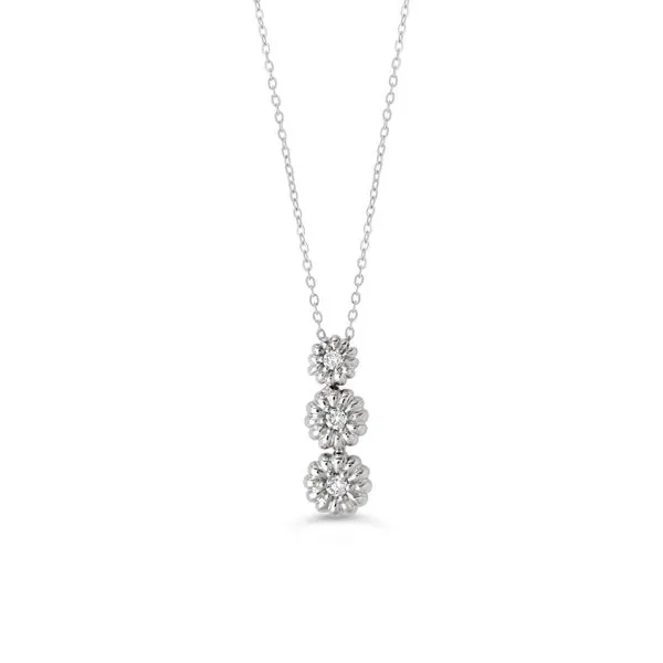 10KT White Gold 0.053ctw Diamond Icicles Past, Present and Future Daisy Necklace Harmony Jewellers Grimsby, ON