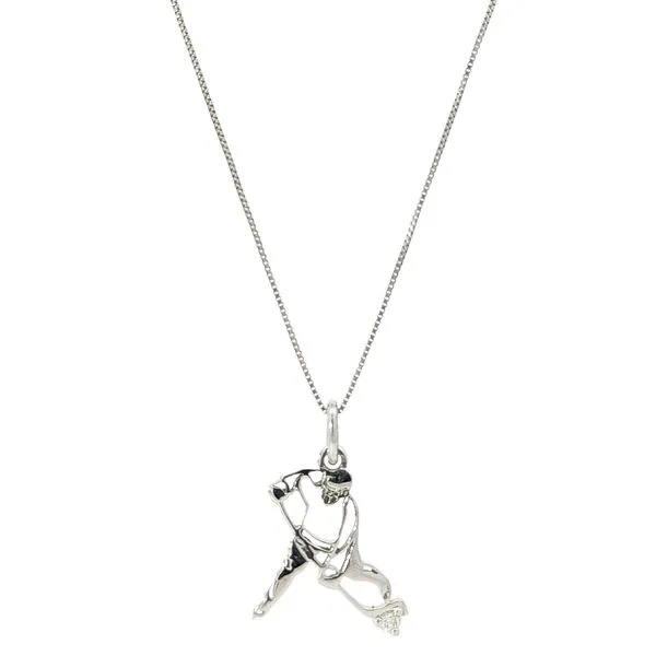 10KT White Gold 0.02ctw Canadian Diamond Hockey Player Necklace Harmony Jewellers Grimsby, ON