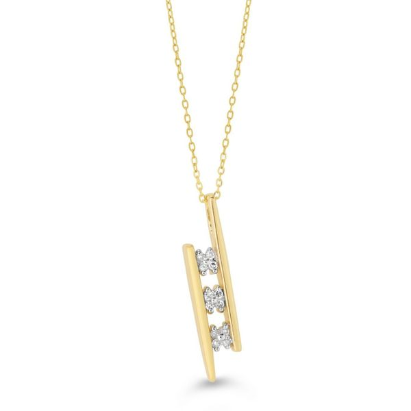 10KT Yellow Gold 0.06ctw Diamond Icicles Past, Present and Future Bar Necklace Harmony Jewellers Grimsby, ON