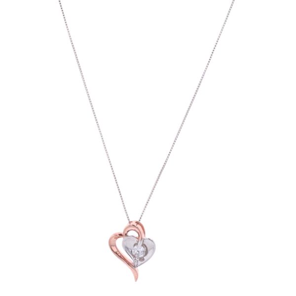 10KT White and Rose Gold 0.09ctw Canadian Diamond Heart Necklace Harmony Jewellers Grimsby, ON