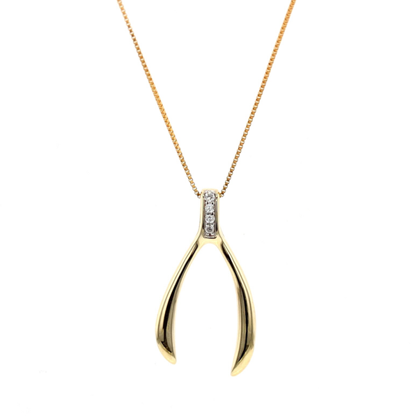 10KT Yellow Gold 0.02ctw Diamond Wishbone Necklace Harmony Jewellers Grimsby, ON