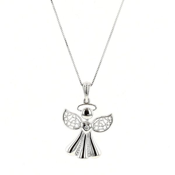 10KT White Gold 0.015ctw Diamond Angel Necklace Harmony Jewellers Grimsby, ON