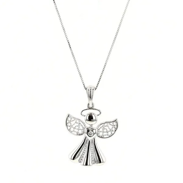 10KT White Gold 0.015ctw Diamond Angel Necklace Harmony Jewellers Grimsby, ON