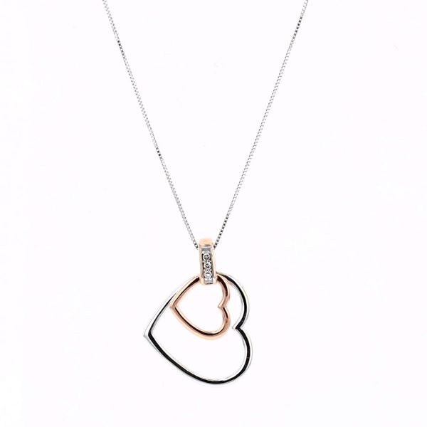 10KT White and Rose Gold 0.015ctw Heart Necklace Harmony Jewellers Grimsby, ON