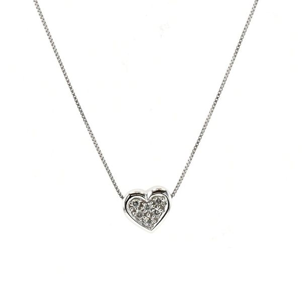 10KT White Gold 0.05ctw Diamond Heart Cluster Necklace Harmony Jewellers Grimsby, ON