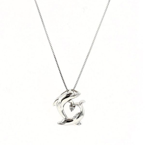 10KT White Gold 0.007ctw Diamond Dolphin Necklace Harmony Jewellers Grimsby, ON